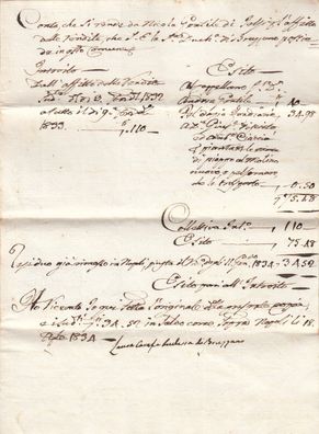 Italien Rechnung aus dem Jahr 1834