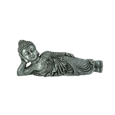 Buddha liegend MGO, grau-silber, 57x16x23,5cm