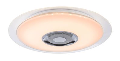 Globo Tune LED Deckenleuchte weiß opal mit Bluetooth Lautsprecher 47,5x5,7cm