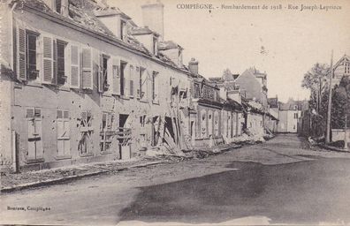 Postkarte WWI Compiegne Bombardement de 1918