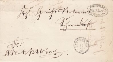 vollständiger Vorphilabrief aus dem Jahr 1873 von Endersbach nach Schorndorf