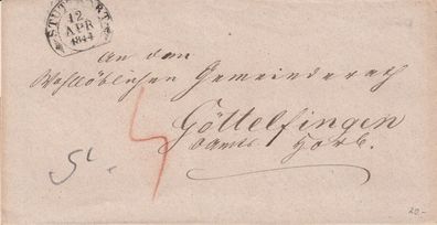 Vorphilabrief aus dem Jahr 1844 von Stuttgart nach Göttelfingen
