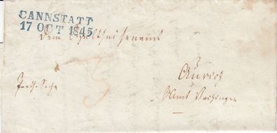 vollständiger Vorphilabrief aus dem Jahr 1845 von Canstatt nach Boihingen (?)