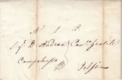Italien vollständiger Vorphilabrief aus dem Jahr 1841 von Napoli nach Jelsi (2)