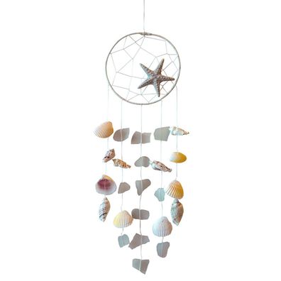 Glasklangspiel SEA SHELL recyceltes Holz-Glas weiß 14 x 50 cm Windspiel Mobile
