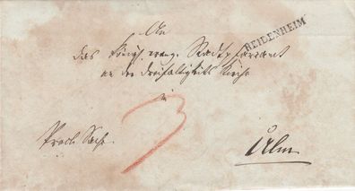 vollständiger Vorphilabrief aus dem Jahr 1839 von Heidenheim nach Ulm