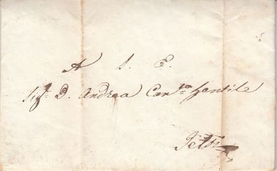 Italien vollständiger Vorphilabrief aus dem Jahr 1843 von Napoli nach Jelsi (1)