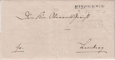 2x gelaufener Vorphilabrief aus dem Jahr 1840 von Kirchheim nach Leonberg