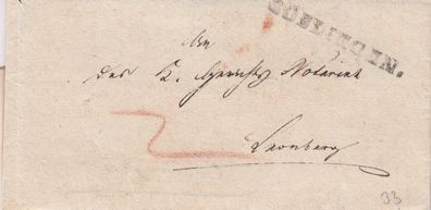 vollständiger Vorphilabrief aus dem Jahr 1833 von Blaubeuren nach Leonberg