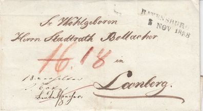 vollständiger Vorphilabrief aus dem Jahr 1858 von Ravensbrug nach Leonberg