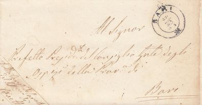 Italien Vorphilabrief aus dem Jahr ca. 1850 von Bari nach Bari