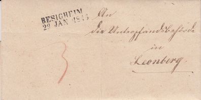 volständiger Vorphilabrief aus dem Jahr 1846 von Besigheim nach Leonberg