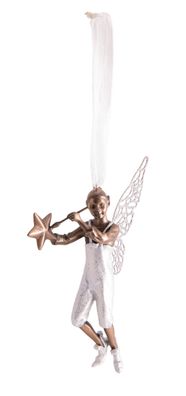 Elfe ALFI mit silbernem Band Kunstharz H: 15 cm Fee Fantasy Elfen Figur