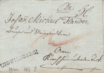 Vorphilabrief aus dem Jahr 1813 von Ludwigsburg nach Kirchheim unter der Teck