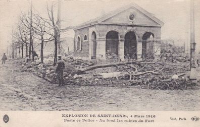 Postkarte WWI Explosion de Saint-Denis 4. Mars 1916 Poste de Police