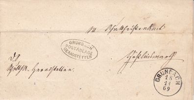 Vorphilabrief aus dem Jahr 1869 von Grunbach nach ???