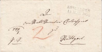 Vorphilabrief aus dem Jahr 1826 von Esslingen nach Stuttgart