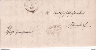 vollständiger Vorphilabrief 1868 von Grunbach nach Schorndorf