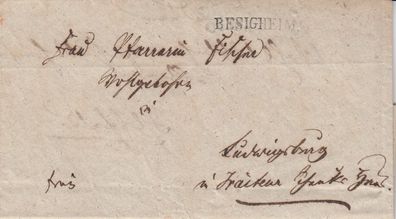 2x gelaufener Vorphilabrief aus dem Jahr 1830 von Besigheim nach Ludwigsburg