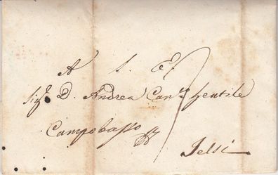 Italien vollständiger Vorphilabrief aus dem Jahr 1843 von Napoli nach Jelsi (2)