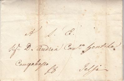 Italien vollständiger Vorphilabrief aus dem Jahr 1841 von Napoli nach Jelsi (3)