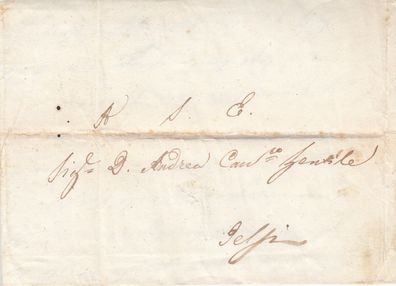 Italien vollständiger Vorphilabrief aus dem Jahr 1836 von Napoli nach Jelsi