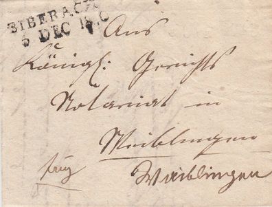 vollständiger Vorphilabrief aus dem Jahr 1840 von Biberach nach Waiblingen