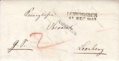 Vorphilabrief aus dem Jahr 1843 von Ludwigsburg nach Leonberg "Vormittags"-Stpl.