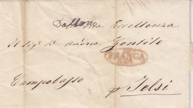Italien vollständiger Vorphilabrief aus dem Jahr 1836 von Napoli nach Jelsi (1)
