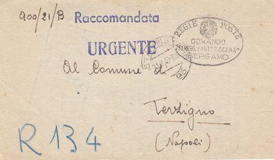 Italien Brief aus dem Jahr 1940 von Bergamo nach Napoli Dokument des Infanterieregime