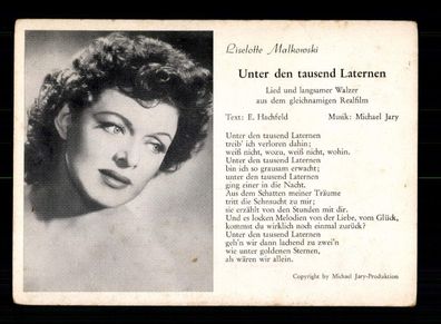 Liselotte Malkowski Schumann Verlag Autogrammkarte ohne Unterschrift # BC 205781