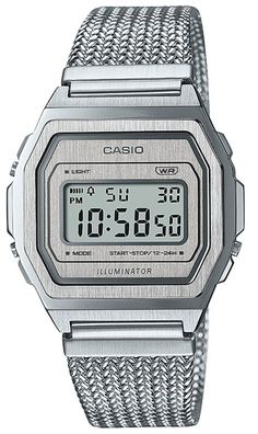 Casio Vintage Digitaluhr Armbanduhr A1000MA-7EF Mesharmband