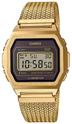Casio Vintage Digitaluhr Armbanduhr A1000MGA-5EF golden Meshband