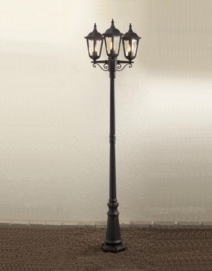 Konstsmide Firenze Schwarze Standleuchte mit 3 Leuchtenköpfen
