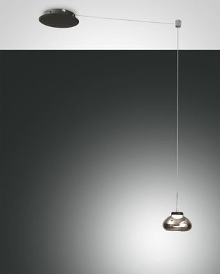 LED Hängeleuchte schwarz Rauchglas Fabas Luce Smartluce Arabella 14x350cm 720lm dimmb