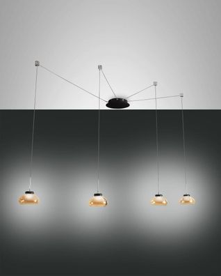 LED Hängeleuchte schwarz amber Fabas Luce Smartluce Arabella 350cm 4-flg. 2880lm dimm