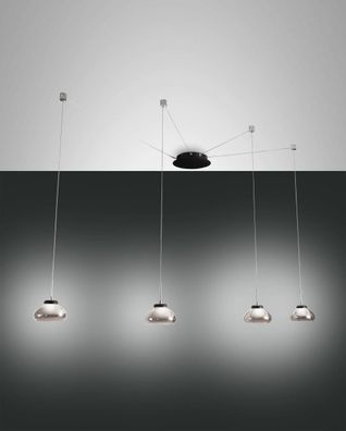 LED Hängeleuchte schwarz Rauchglas Fabas Luce Smartluce Arabella 350cm 4-flg. 2880lm