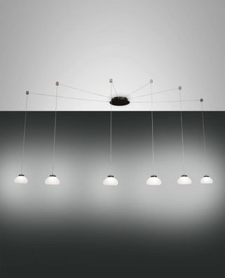 LED Hängeleuchte schwarz weiß Fabas Luce Arabella 350cm 6-flg. 4320lm dimmbar