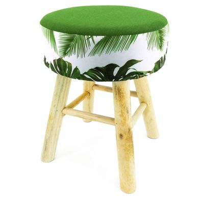 Hocker Holz mit Stoffbezug Jungledesign runde Sitzfläche 30x30x41cm