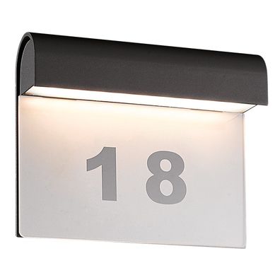 LED Hausnummernleuchte anthrazit Näve IP54 396lm 6W inkl. Hausnummern