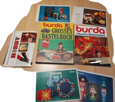 BURDA Grosses Bastelbuch Vintage 1979 Anleitungen & Schnittmusterbogen + Blumen