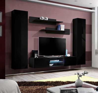 Wohnzimmer Komplett Wohnwand Wandschrank TV-Ständer Holz Designer Wandregal