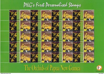 Papua New Guinea: 2007. kompletter Bogen Orchids 1,00k First personalised Stamps (11)