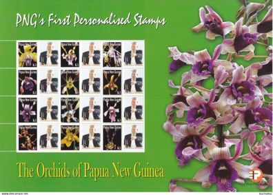 Papua New Guinea: 2007. kompletter Bogen Orchids 1,00k First personalised Stamps (12)