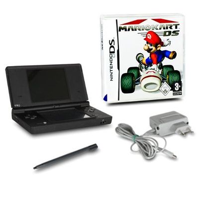 Nintendo DSi Konsole Schwarz #81A + original Ladekabel + Spiel Mario Kart DS