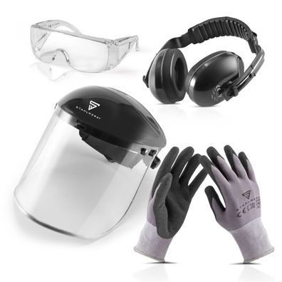 Stahlwerk Schutz-Set KS-1 Gehörschutz Schutzbrille Handschuhe Gesichtsvisier