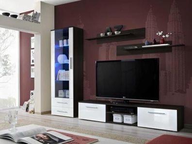 Hochglanz TV-Ständer Wohnzimmer Schwarz Lowboard Modern Einrichtung Holz Möbel