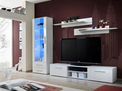 Weiß Wohnwand TV-Ständer Vitrine TV-Ständer Sideboard Modern Einrichtung Regale