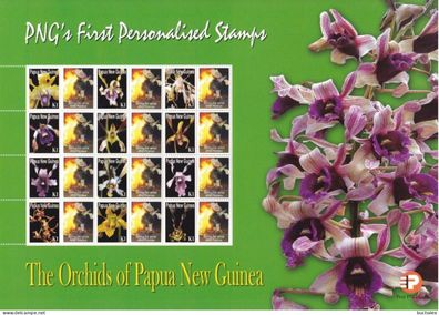 Papua New Guinea: 2007. kompletter Bogen Orchids 1,00k First personalised Stamps (13)