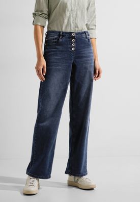 Cecil Loose Fit Culotte Jeans in Dark Blue Black Washed
